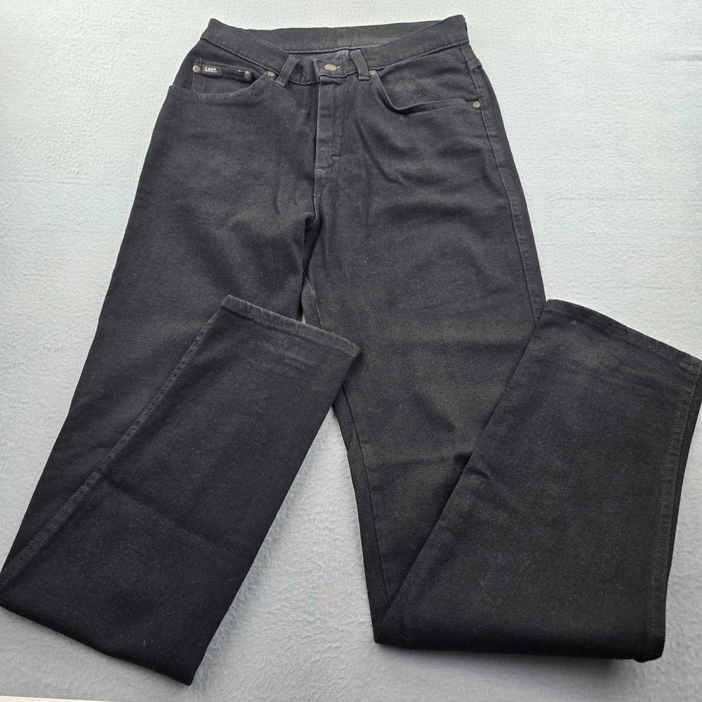 Lee Jeans Womens 10 Black Denim Cotton Stretch Streetwear Straight Leg Made USA
